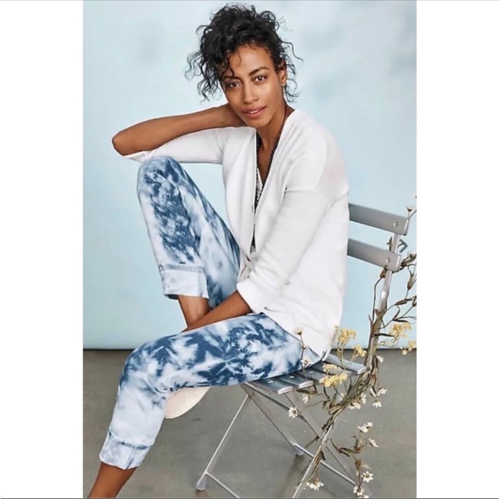 J Jill High Rise Cropped Cuff Tie Dye Island Wash Jeans